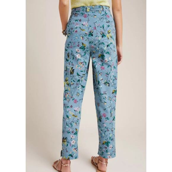 Anthropologie Victoria Blue Floral High Rise Cargo Pants 0 - Picture 2 of 15